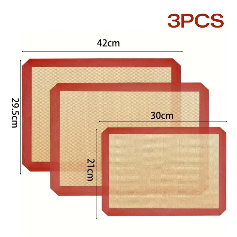 3 Pack Silicone Baking Mats, Reusable Nonstick Baking Pads, Kitchen Oven Liners for Cookie Macaron Bread Cake