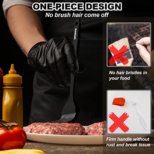 Anaeat High Heat Resistant Silicone Basting Pastry Brush Set of 3- Hygienic One-Pieces Design Spread Oil Butter for BBQ Grill Barbecue Baking Kitchen Cooking - BPA Free & Dishwasher Safe (10"+8.2") - color: 3 Pcs (10" Red + 8.2" Black)
