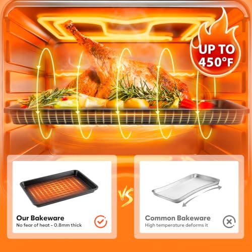 Quarter Sheet Pan Set of 2, 12.8 ” x 9 ”, Cookie Sheets for Baking 0.8mm Thick Non Stick Baking Sheets for Oven Heavy Duty Baking Trays - size: 12.8 × 9 ×1 inch