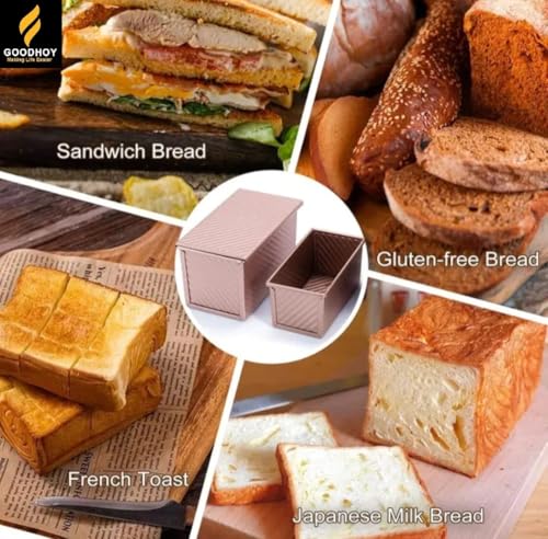 1 lb+2lb Pack Nonstick Pullman Loaf Pan with Sliding Lid for Homemade Bread - size: 1lb+2lb