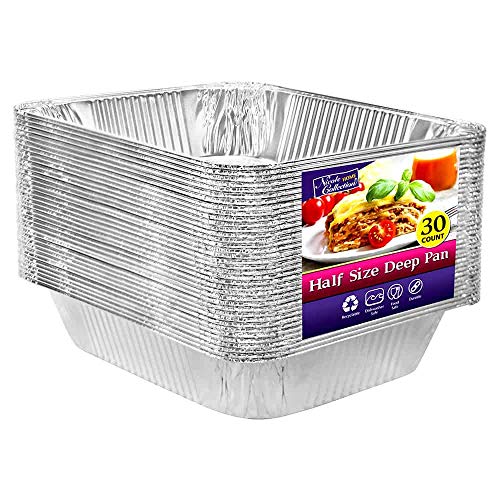 Aluminum Pans Half Size, 9X13, Extra Heavy Duty Disposable Foil Pans For Baking (30 Pack) Roasting & Chafing, Deep Tin Foil Bakeware, Steam Table Tray, Cookware, Food Prepping, Cake & Oven Pan - size: 30 Pack - Pans Only