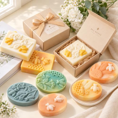 HKNMTT 2Pcs Bee Honeycomb Soap Molds 6-Cavity Square Oval Silicone Mold - style: Bee & Honeycomb - 2PCS