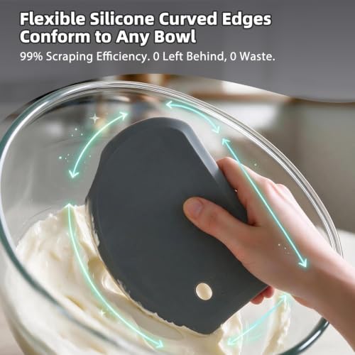 Silicone Dough Scraper with Metal Core Flexible Bowl Scraper Bread Baking - color: Dark Gray