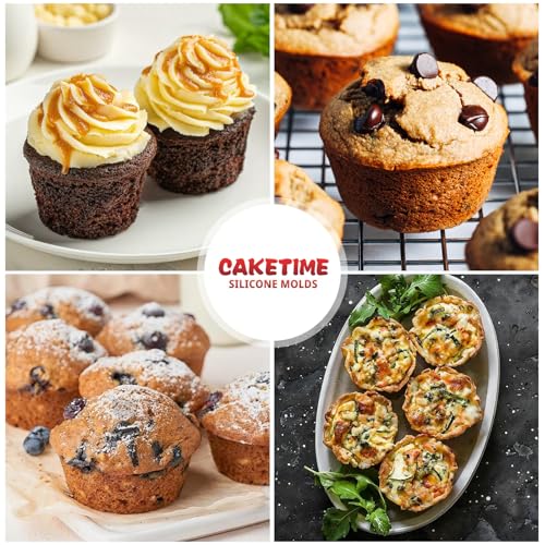 CAKETIME Silicone Muffin Pans for Baking, 2 Pack Regular Size Muffin Pan 12 Cups Non Stick Silicone Molds for Baking Muffin, Egg Bites, Cupcake BPA Free - size: 2pc: Regular 12-Cup
