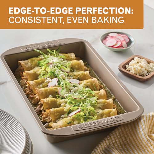 Farberware Nonstick Rectangular Cake Pan, 9x13 Baking Pan, Mocha - color: Mocha