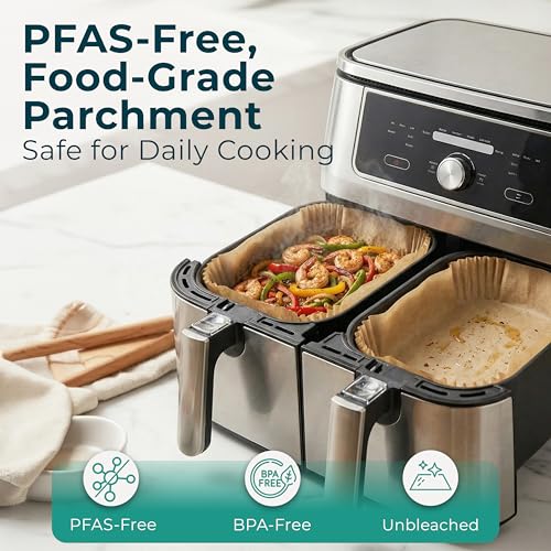 Air Fryer Liners Disposable Large 8.7” Rectangle for 8-12 QT Basket 128 Pcs - size: 9 inch - Rectangle