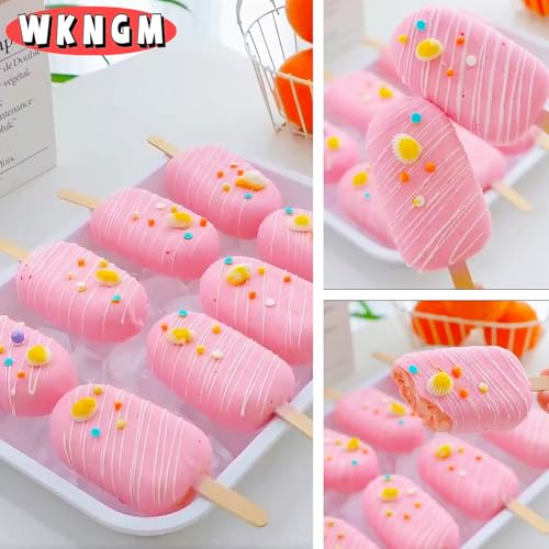 3pcs Cake Pop Molds, Silicone Popsicle Molds with Lids Ice Cream Bar Mold - color: Purple