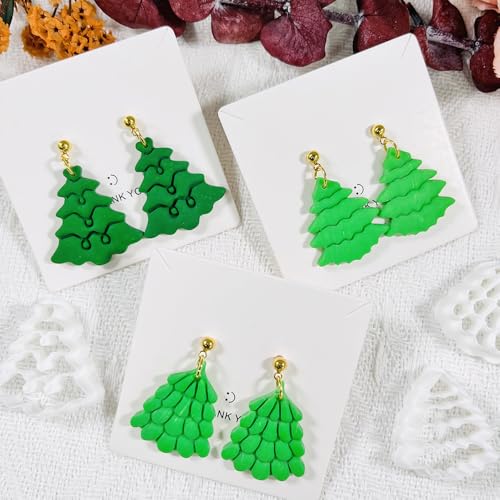 Xaekicr Christmas Tree Polymer Clay Cutters – 3 Style Clay Cutters for Holiday Earrings, Christmas Clay Tools for Polymer Clay Jewelry and Crafts - color: U color