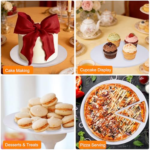 12 inch Round Cake Drum Boards, Dulinkas 1/4 Inch Thick White Corrugated Cardboard Cake Base Grease-Resistant Cake Boards for Multi-Layer Cakes, Weddings & Parties 10 Pack - size: 12 inch