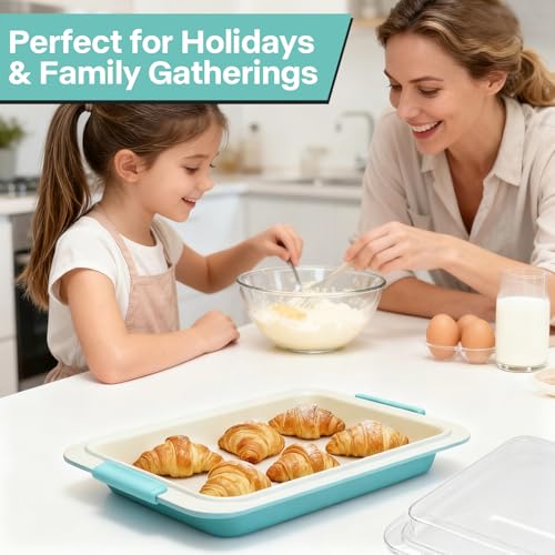 9x13 Baking Pan with Lid, Aluminized Steel, Silicone Handles