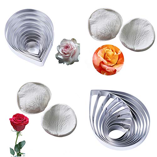 10 Pcs Austin Rose Cutter Set 2 Pcs Rose Petals Shape Silicone Fondant Mold - color: Rose Set(12pcs)