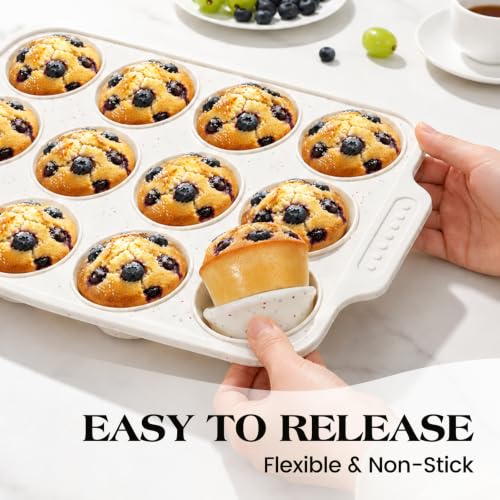 Vinino Silicone Muffin Pan with Reinforced Frame, Nonstick Cupcake Pan - size: Regular: 12-Cup x 1 Pcs