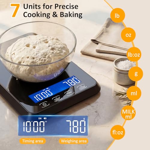 Kitchen Scale, 33 lb Food Scale for Baking & Cooking - color: Black