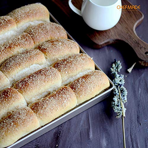 CHEFMADE 11-Inch Baking Sheet Pan, Non-Stick & Dishwasher Safe Square Jelly Roll Bakeware for Oven Roasting Meat Bread Battenberg Pizzas Pastries 11.2" x 11.2" x 1.4" (Champagne Gold) - size: 11.2" x 11.2" x 1.4"