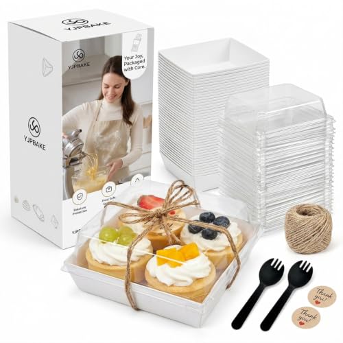 50 Sets Charcuterie Boxes with Clear Lids, 4.5" Square Sandwich - color: White