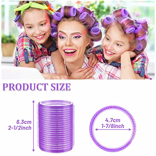Acejoz Hair Rollers, 12Pcs Large Self-Grip Hair Curlers with 12Pcs Stainless Steel Duckbill Clips, for Long Medium Thick Hair Volume (Purple) - color: Purple