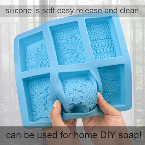 Silicone Soap Molds, 3D Detailed Flower & Rectangular Lace Pattern - color: Lace Embossing Soap