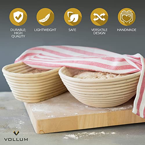 Vollum Bread Proofing Basket with Liner – Oval Banneton Brotform - size: 10" x 7" x 3.75"H, style: Rectangular