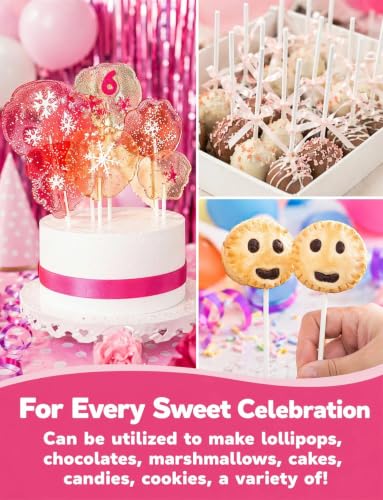 300Pcs Lollipop Sticks and Wrappers Kit, 100Pcs 6IN Cake Pop Stick, 100pcs Clear Candy Treat Bags Parcel, 100pcs Gold Twist Ties for Lollipops, Candies, Chocolates Cookies - color: 300PCS white