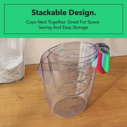 Vremi 3 Piece Plastic Measuring Cups Set BPA Free Stackable Measuring Cups