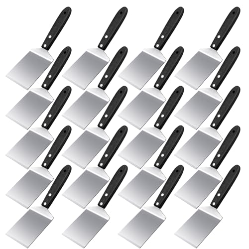 BBTO 20 Pcs Stainless Steel Pizza Servers with Wooden Handle 8x2.5", Black - color: Black