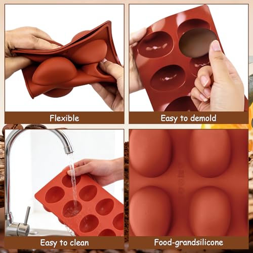 Morofme 2pcs Easter Egg Silicone Molds 8 Cavity Eggs Pan Baking Egg Chocolate Molds Easter Candy Mold Eggs Shape Jello Mold for DIY Craftwork Soap Wax Dessert Cookie Pudding Ice Cube - color: Egg