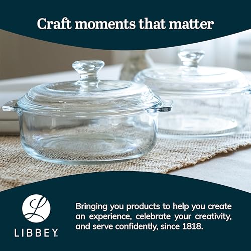 Libbey Baker's Basics 2-Piece Round Glass Casserole Dish Set with Lids - color: Basic - 2pc Round Set