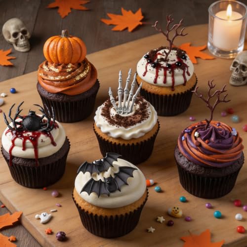Halloween Bat Spider Silicone Molds Set of 6, for Cake Decoration