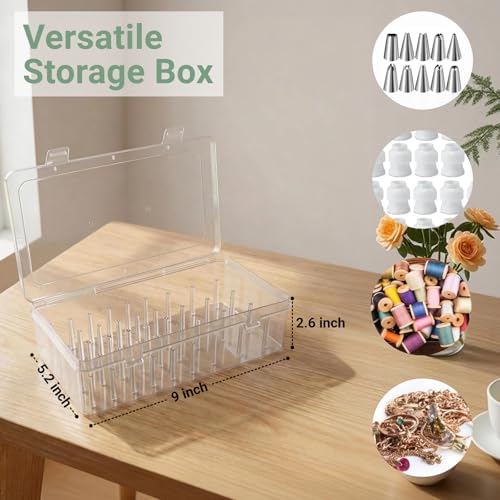 2-Pack Piping Tips Storage Box with Fixed Pins and Labels - color: Clear