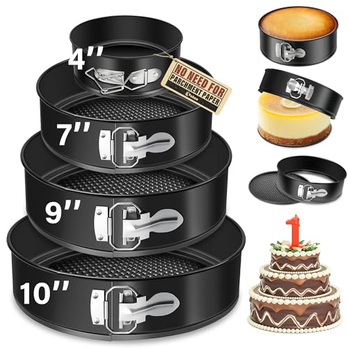 Vakoo Springform Pan Set, Removable Bottom for Easy Release, 4/7/9/10 Inch - size: 4+7+9+10 Inch