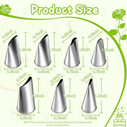 Suuker Fondant Rose Piping Tips Set, 7 Pieces