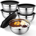 Beasea Mixing Bowls with Lids Set of 5, 4 QT Metal Stainless Steel Nesting Mixing Bowls with Lids, for Baking, Dough Bread Prepping, Salad, Food Serving and Kitchen Storing - size: 4 QT