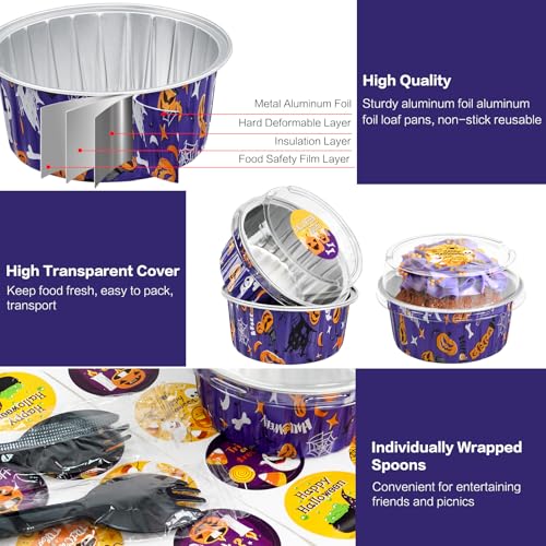 Halloween Mini cake pans with lids, 5oz Round, 30Pack ZOXILEN - color: Purple 30pcs