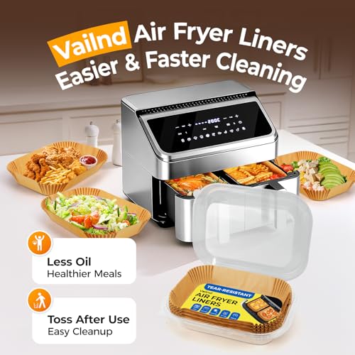 125Pcs Air Fryer Liners Disposable for Dual Basket 8x5.5 Inch Rectangle - size: 8*5.5"Rectangle