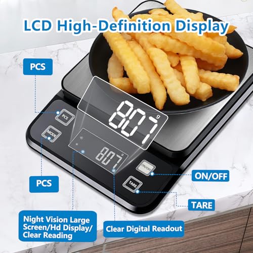 IPX7 Waterproof Food Scale 0.01oz/0.1g Precision Kitchen Scale Precisely Measures Grams and Ounces11lb/5kg Stainless Steel Digital Food Scales for Kitchen Gram Scale for Cooking, Baking - style: IPX7_battery_11lbs