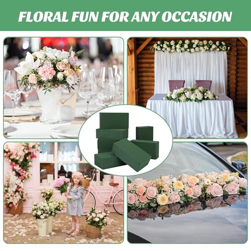 Aneco 8 Pieces Floral Foam Blocks with 2 Rolls Floral Tape 5.5''L x 3.1''W x 1.8''H Green Square Flower Foams Flower Arrangements Supplies for Dry & Wet Flower Wedding Home Decor and DIY Crafts