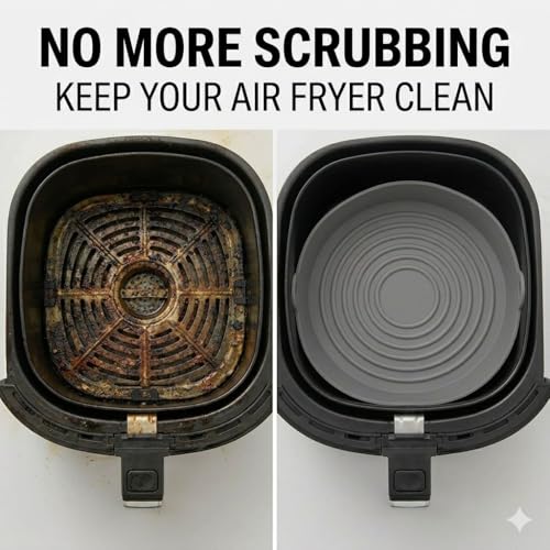 Reusable Silicone Air Fryer Liners 2 Pack, 7 & 8 Inch Nonstick Basket