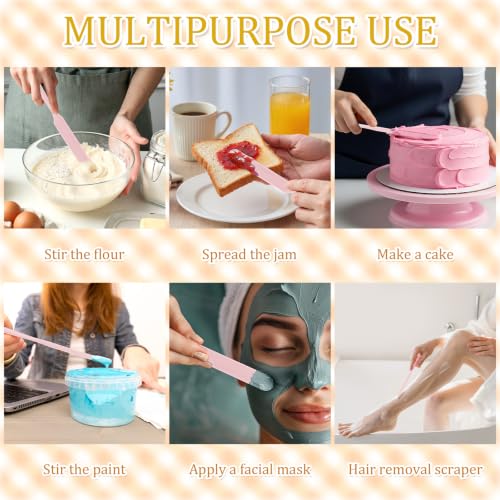 9 Pcs Silicone Jar Spatulas, Narrow Heat-Resistant Reusable Scraper, Pink - color: Pink