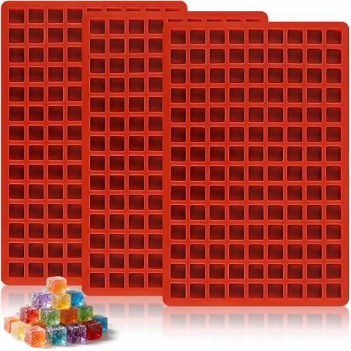3Pcs 126-Cavity Square Hard Candy Molds Silicone for Candy, Mini Square Silicone Molds for Caramels, Gummy, Chocolate, Ice Cubes - color: 126-Cavity Square