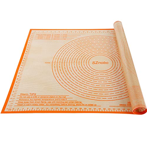 Silicone Pastry Mat 34X26 inch Baking Mat Large Dough Mat with Measurements - color: Orange, size: 26"L x 34"W