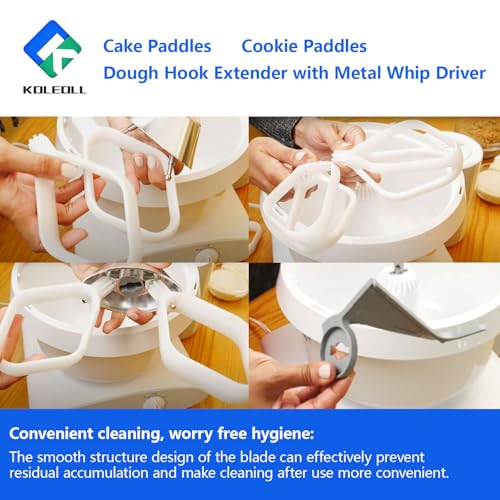 Cake Paddles & Cookie Paddles & Dough Hook Extender with Metal Whip Driver