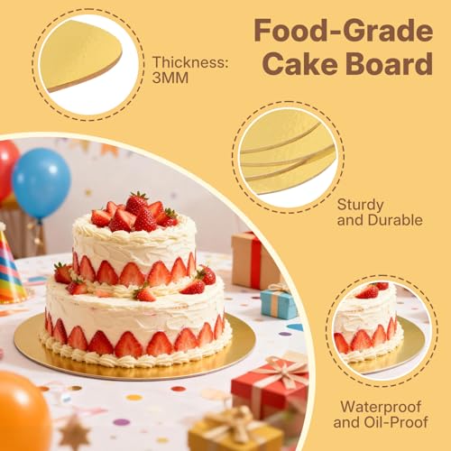 Cake Boards, 5 Packs 8-inch/20cm Gold Round Cake Boards - color: Gold-8 Inch