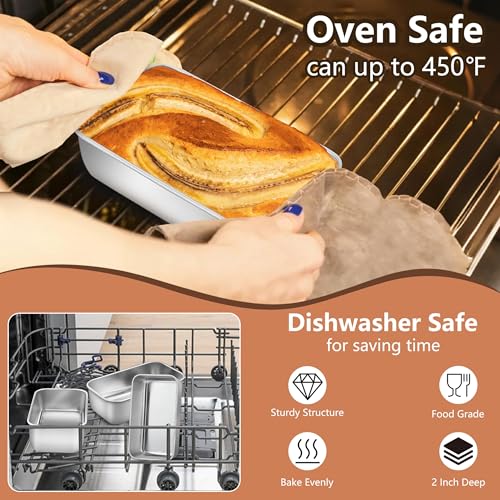 LIANYU 6.3 x 3.5 In Stainless Steel Mini Loaf Pan for Baking Bread, 8 Pack - size: Small