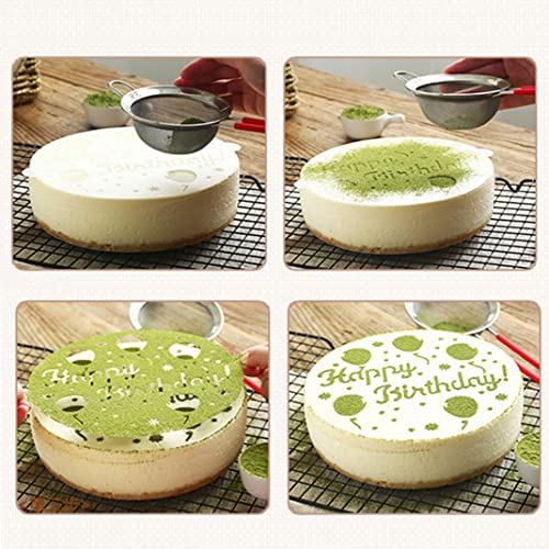 iSuperb 4 Pieces Cake Top Stencils Cookie/Cake Decorating Painting Templates Baking Tool for Cupcake Wedding Cake Fondant Impression, Wedding Birthday Party Cake Decoration Supplies
