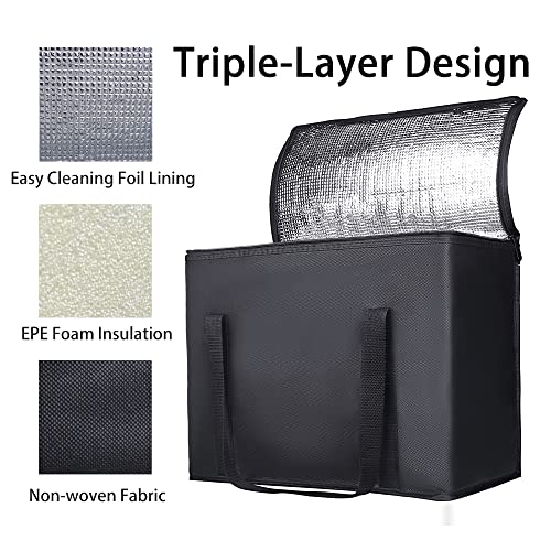 Bodaon 1PK Insulated Grocery Bags with Reinforced Baseboard, X-Large, Black - color: Black, size: X-Large with Hard Bottom