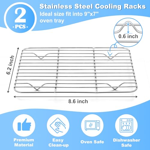 P&P CHEF 8.6" x 6.2" Cooling Baking Wire Racks Pack of 2, Silver - color: Silver, size: 8.6" x 6.2"
