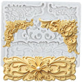 Baroque Corner Silicone Scroll Flower Relief Lace Fondant Mold - color: Style G