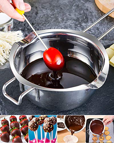 Stainless Steel Double Boiler Pot for Melting Chocolate, Candy and Candle Making (18/8 Steel, 2 Cup Capacity, 480ML) (Pack of 3) - color: Silver Handle, size: 480ML (Pack of 3)
