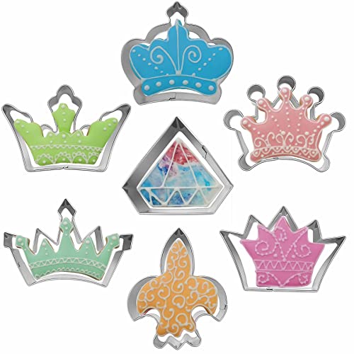 Comais Royal Princess Crown Shaped Cookie Cutters Set Stainless Steel 7Pcs