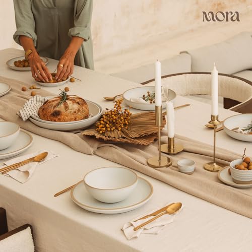 Mora Mini Ramekins Set of 4, 8oz Ceramic Pottery Baking Dishes - Microwave, Oven and Dishwasher Safe - Oat - color: Oat, size: Mini